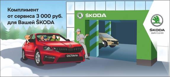 Комплимент от сервиса 3&nbsp;000 рублей для вашей SKODA